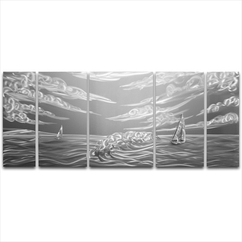 Ma10011 55 X 24 In. Stormy Sail 5-paneled Handmade Metal Wall Art