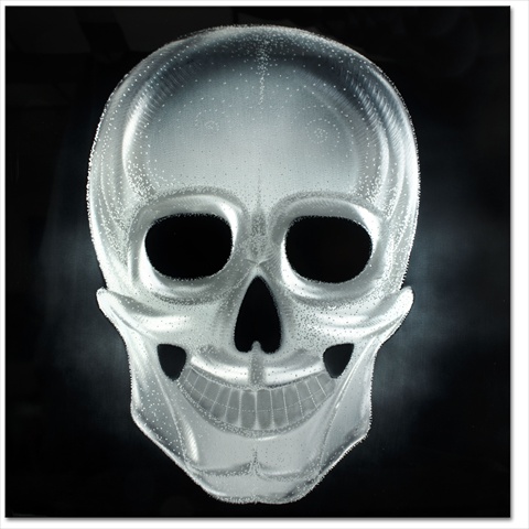 Ma10079 32 X 32 In. Neon Skull Silver Single-paneled Xl Metal Wall Art