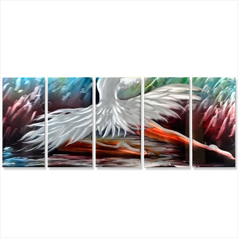 Ma10108 59 X 24 In. The Swan Princess 5-paneled Handmade Metal Wall Art