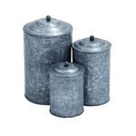 S 38168 Metal Galvanized Canister Set Of 3