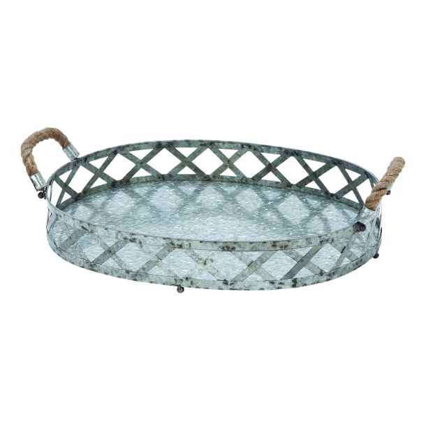 S 56027 Galvanized Tray With Rope Handles 18 In.