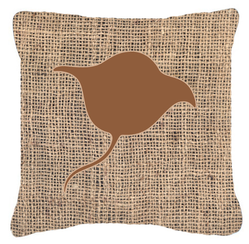 Stingray Burlap and Brown Decorative Fabric Pillow - 14 x 14 in.