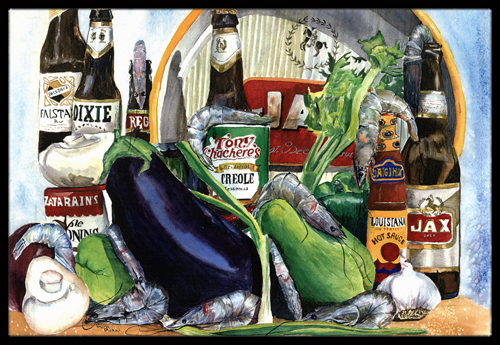1007jmat 36 X 24 In. Eggplant And New Orleans Beers Indoor Or Outdoor Doormat