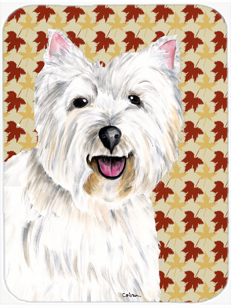 UPC 705332122351 product image for SC9210LCB 12 x 15 in. Westie Fall Leaves Portrait Glass Cutting Board- Large | upcitemdb.com