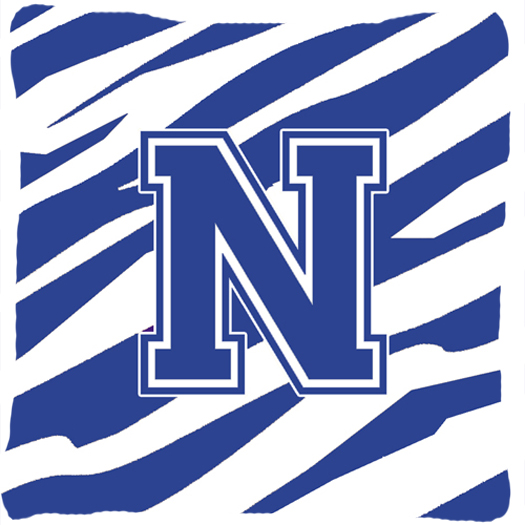 UPC 705332249799 product image for CJ1034-NPW1414 14 x 14 in. Monogram Initial N Tiger Stripe Blue and White Fabric | upcitemdb.com