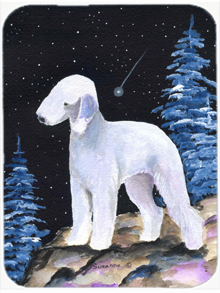 12 X 15 In. Starry Night Bedlington Terrier Glass Cutting Board, Large
