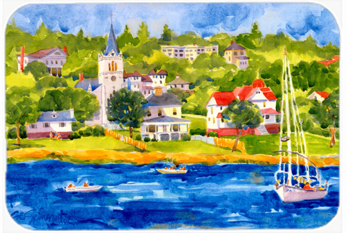 30 X 20 In. Harbour Scene With Sailboat Kitchen Or Bath Mat