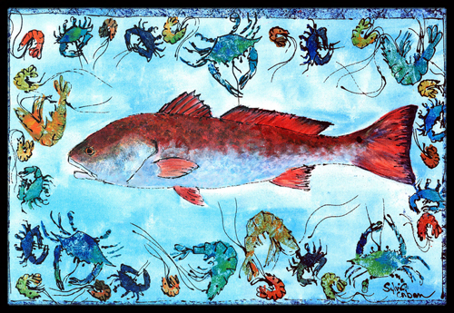 36 X 24 In. Fish Red Fish Indoor Or Outdoor Doormat