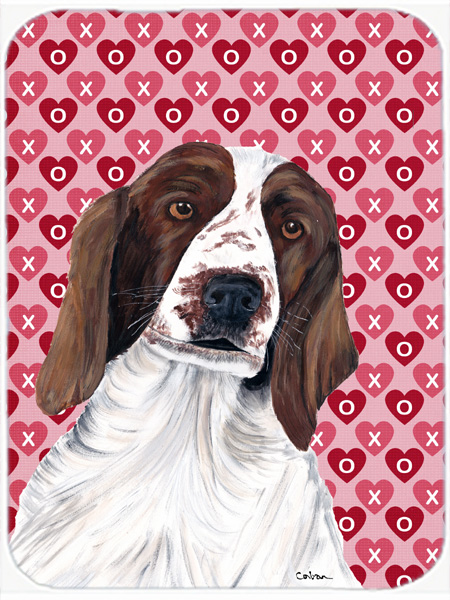 12 X 15 In. Welsh Springer Spaniel Hearts Love Valentines Day Glass Cutting Board, Large