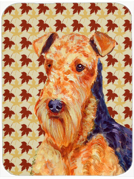 UPC 780257077481 product image for Airedale Fall Leaves Portrait Glass Cutting Board- Large | upcitemdb.com