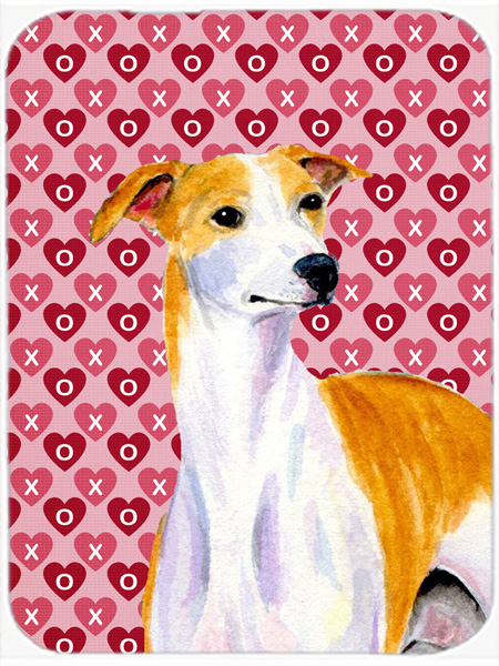 15 X 12 In. Whippet Hearts Love And Valentines Day Portrait Glass Cutting Board - Large