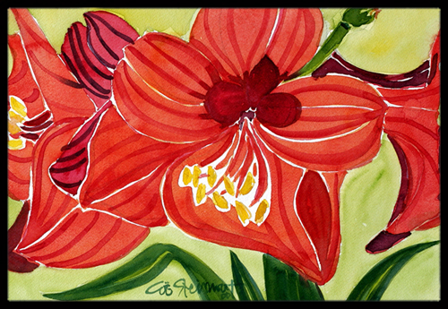 6055jmat 24 X 36 In. Flower - Amaryllis Indoor Or Outdoor Mat