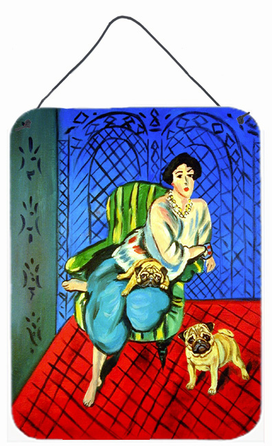 7072ds1216 Lady With Her Pug Aluminium Metal Wall Or Door Hanging Prints