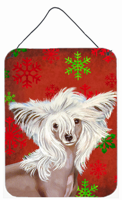 12 X 16 In. Chinese Crested Red Snowflakes Holiday Christmas Aluminum Metal Wall & Door Hanging Prints