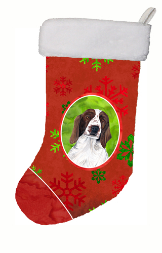 Welsh Springer Spaniel Red And Green Snowflakes Holiday Christmas Stocking