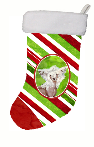 Lh9257-cs 11 X 18 In. Chinese Crested Candy Cane Holiday Christmas Christmas Stocking