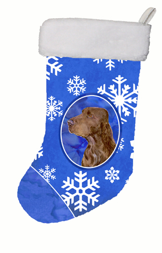 Field Spaniel Winter Snowflakes Christmas Stocking