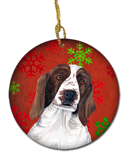 Welsh Springer Spaniel Red Snowflakes Holiday Christmas Ceramic Ornament
