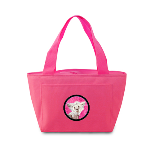 Lh9392pk-8808 Pink Chinese Crested Zippered Insulated School Washable And Stylish Lunch Bag Cooler