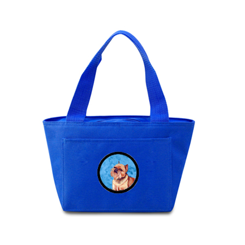 Lh9359bu-8808 Blue Brussels Griffon Zippered Insulated School Washable And Stylish Lunch Bag Cooler