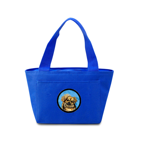 Lh9394bu-8808 Blue Tibetan Spaniel Zippered Insulated School Washable And Stylish Lunch Bag Cooler