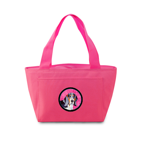 Pink Basset Hound Zippered Insulated School Washable And Stylish Lunch Bag Cooler