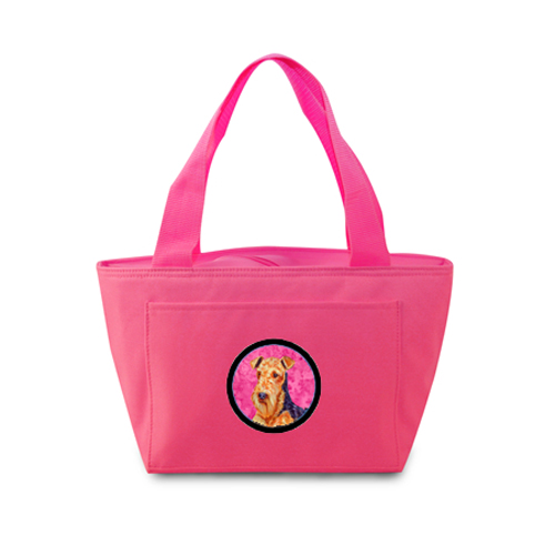 Pink Airedale Zippered Insulated School Washable And Stylish Lunch Bag Cooler
