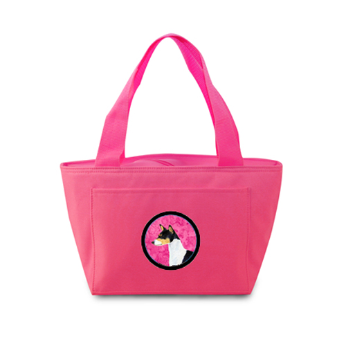 Pink Basenji Zippered Insulated School Washable And Stylish Lunch Bag Cooler