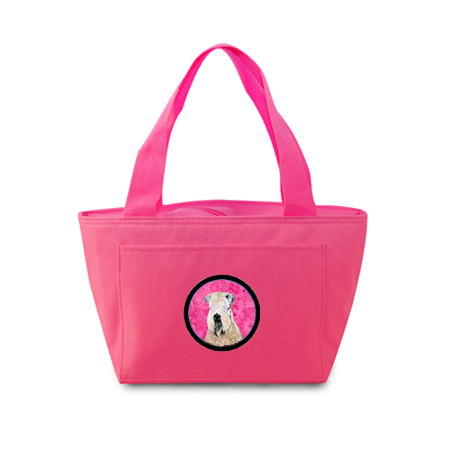 Pink Wheaten Terrier Soft Coated Zippered Insulated School Washable And Stylish Lunch Bag Cooler