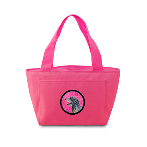 Pink Irish Wolfhound Zippered Insulated School Washable And Stylish Lunch Bag Cooler