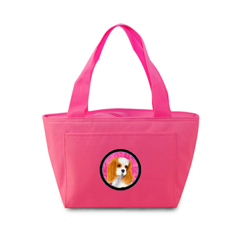 Pink Cavalier Spaniel Zippered Insulated School Washable And Stylish Lunch Bag Cooler