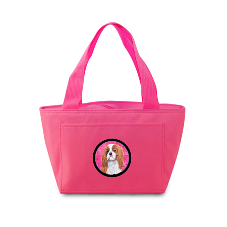 15 X 7 In. Cavalier Spaniel Zippered Insulated School Washable And Stylish Lunch Bag Cooler, Pink