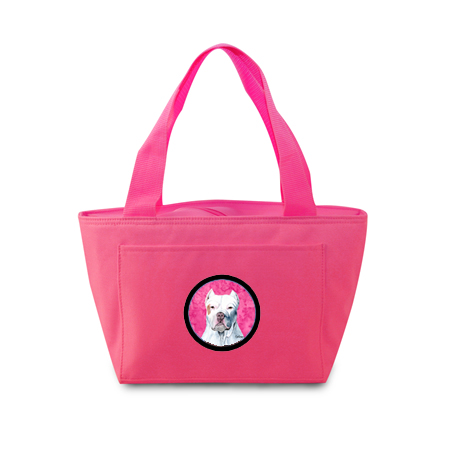15 X 7 In. Pit Bull Zippered Insulated School Washable And Stylish Lunch Bag Cooler, Pink