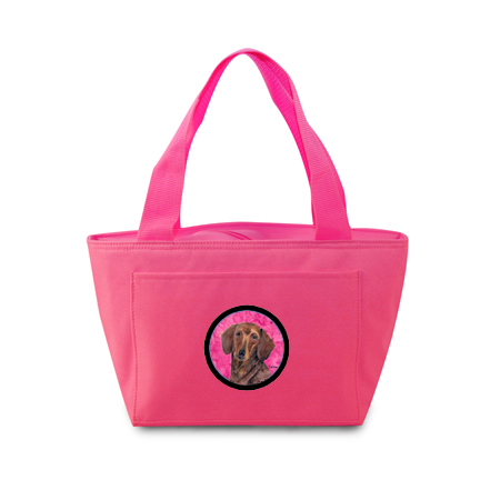 Sc9137pk-8808 15 X 7 In. Dachshund Zippered Insulated School Washable And Stylish Lunch Bag Cooler, Pink