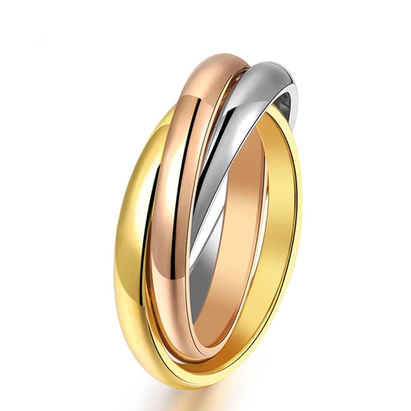 Gj005n5 3 In 1 Stainless Steel Ring - Rose Gold Plating, Size 5, Unisex