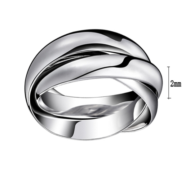 Gj005n6 3 In 1 Stainless Steel Ring - Rose Gold Plating, Silver, Size 6, Unisex