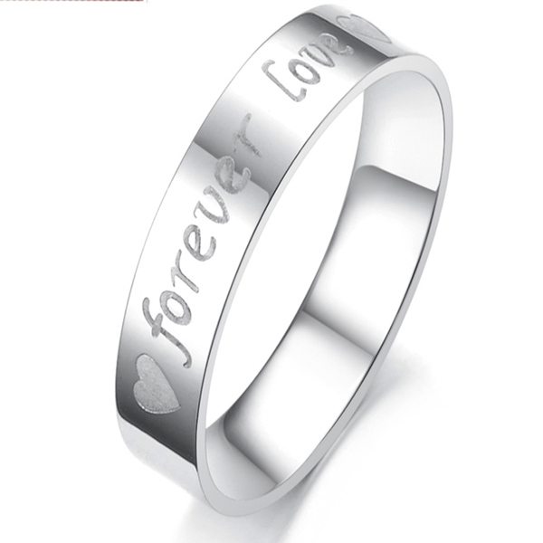 Gj030b5 Stainless Steel Forever Love Ring - Size 5, Womens