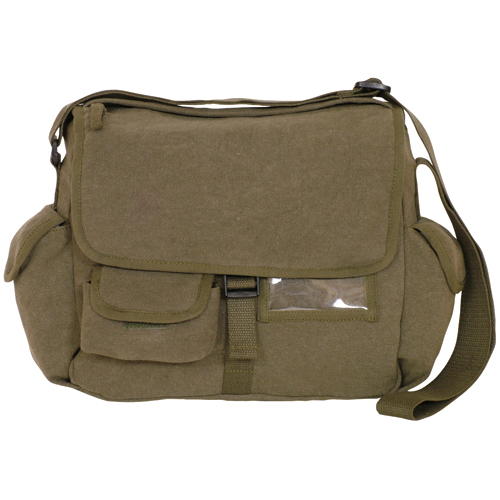 43-071 Retro Messenger Bag With Plain Flap - Olive Drab