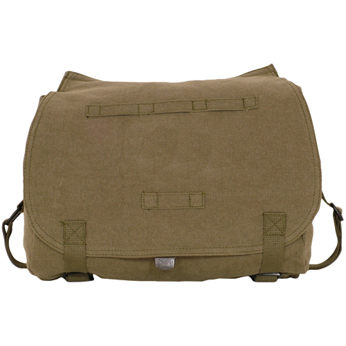 43-091 Retro Hungarian Shoulder Bag With Plain Flap - Olive Drab
