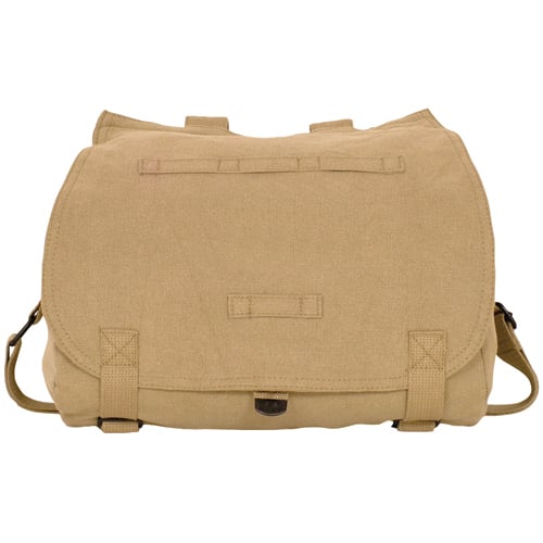 43-095 Retro Hungarian Shoulder Bag With Plain Flap - Khaki