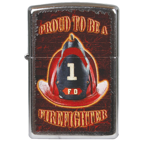 86-17687 Proud To Be A Firefighter Zippo Lighter - Brushed Chrome