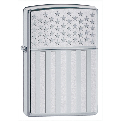 86-20362 American Flag Zippo Lighter - High Polish Chrome