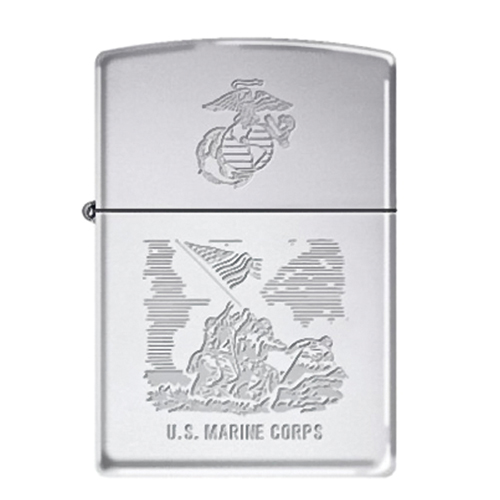 86-232 Marines Zippo Lighter - Brush Chrome