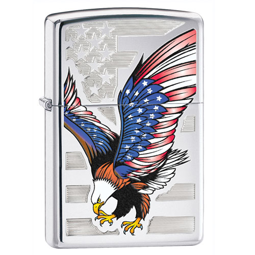 86-28449 American Eagle Zippo Lighter - High Polish Chrome