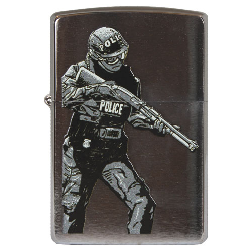 86-28596 Tactical Police Zippo Lighter - Brushed Chrome