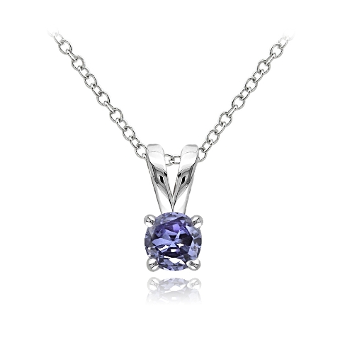 Lion Jewelers P13982t 0.5 Carat Sterling Silver Tanzanite Round Solitaire Necklace