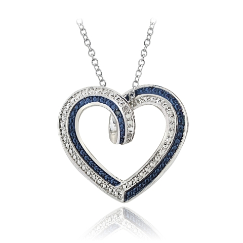 Lion Jewelers Pbr13380m3 Blue & White Diamond Accent Reversible Necklace