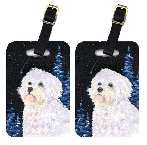 Starry Night Maltese Luggage Tags - Pair Of 2