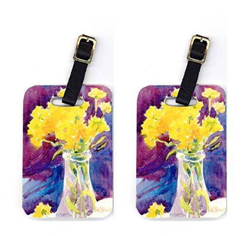 6013bt Yellow Flowers In A Vase Luggage Tag - Pair 2, 4 X 2.75 In.