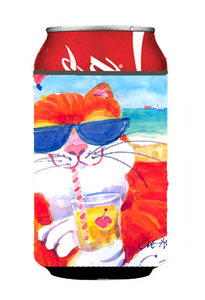 6118cc Cool Cat With Sunglasses At The Beach Can Or Bottle Hugger